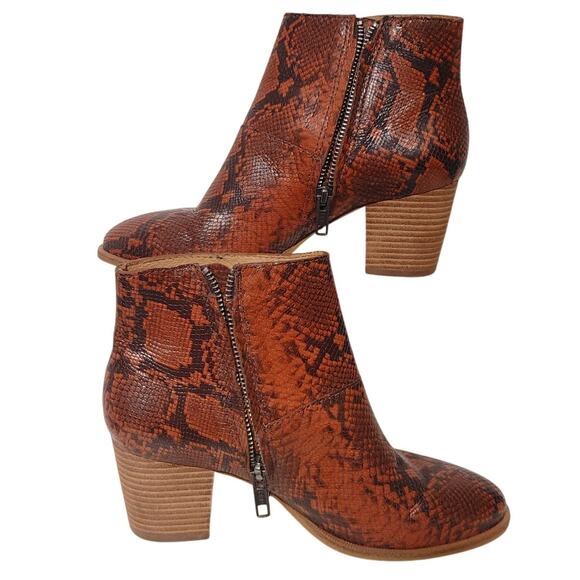 Madewell The Rosie Ankle Boots Snakeskin Pointed Toe Brown Leather Womens 6 - Picture 4 of 8